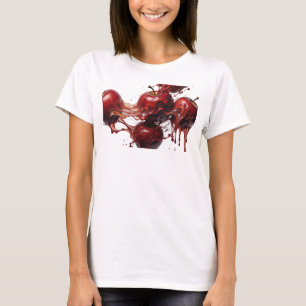 Opvallende rode abstracte appel modeprint t-shirt