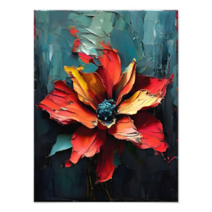 Opvallende rode bloem in Abstract Foto Afdruk