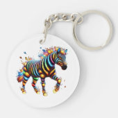 Opvallende Zebra Charm Sleutelhanger (Achterkant)