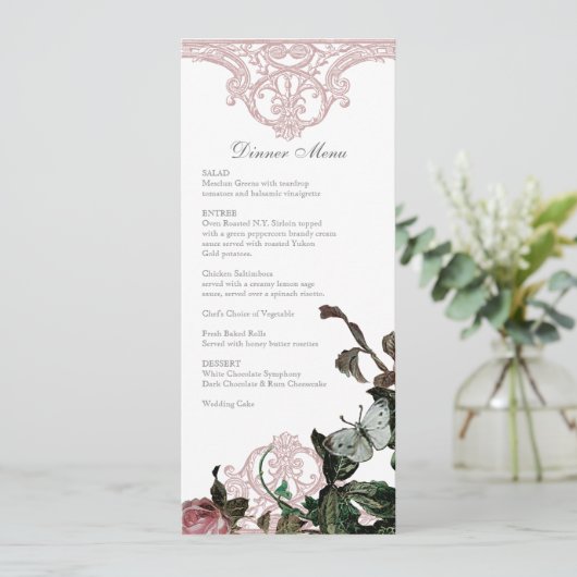 Opvang menu menu menu informeel, Roos Trellis Vint (Staand voorkant)