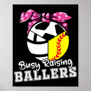 Opvoeden Ballers - Grappig Softbal Volleybal Voetb Poster