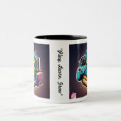 "Opvoeden, betrekken, entertainen" Tweekleurige Koffiemok (Center)