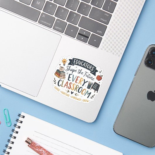 Opvoeders Vormden de Toekomst Sticker (Laptop met iPhone)
