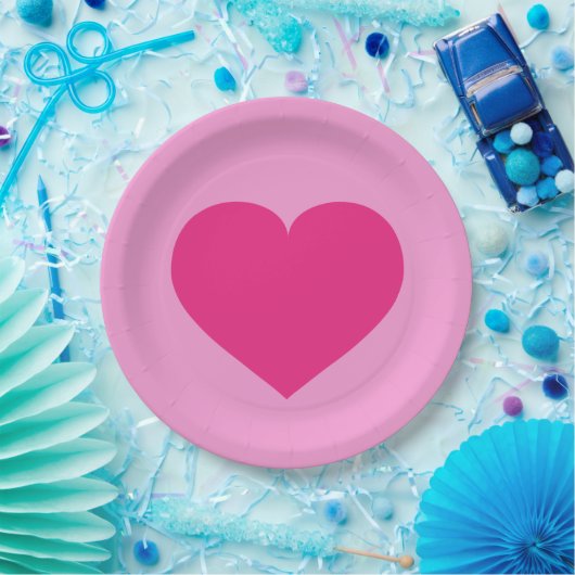 Opwarmbaar roze hart papieren bordje (Feest)