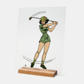 Opwarmen voor Golf Lady Golfer Acryl Bord (Hoek)