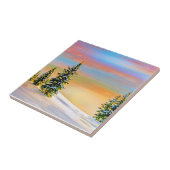 "Opwarming van de winter" sneeuwscène Tegeltje (Zijkant)