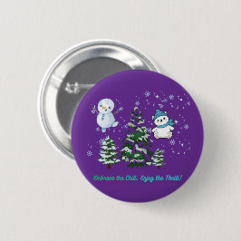 Opwindend winter koninklijk paars ronde button 5,7 cm