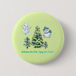Opwindend winterlicht groen ronde button 5,7 cm