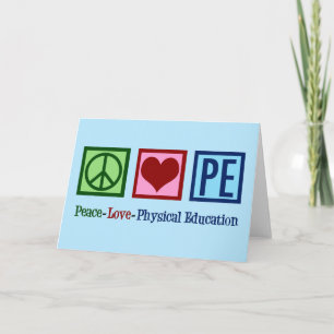 Opzetbare PE Teacher Peace Love Physical Education Feestdagen Kaart