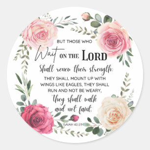 Opzetten met vleugel als adelaars Jesaja 40:31 Ronde Sticker