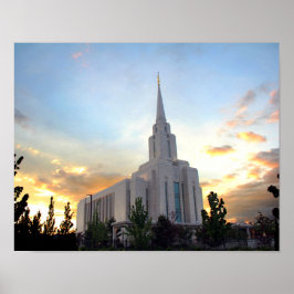 Oquirrh Mountain LDS tempel utah mormon zonsonderg Poster