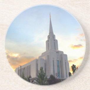 Oquirrh Mountain LDS Utah Temple sunset Zandsteen Onderzetter