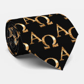 Or alpha et Omega sur la cravate noire (Roulé)