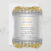 Or Argent étincelle Diamond Sweet 16 Invitation (Dos)