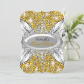Or Argent étincelle Diamond Sweet 16 Invitation (Debout devant)