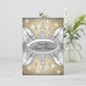 Or & Argent Sparkle Diamond Sweet 16 Invitation (Debout devant)