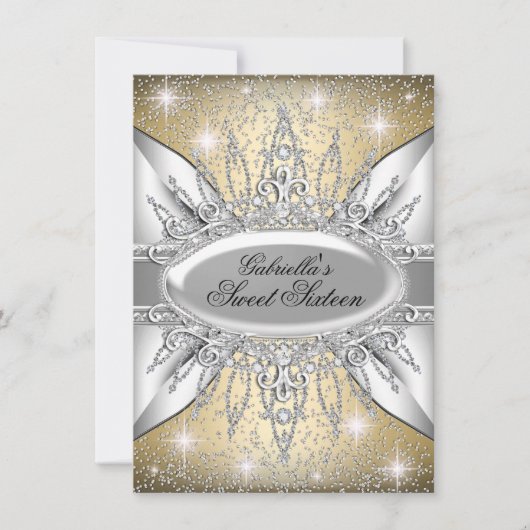 Or & Argent Sparkle Diamond Sweet 16 Invitation (Devant)