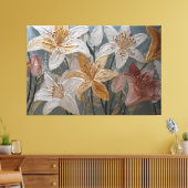 Or Art Mural Abstrait Texturé Lys Roses Or Blanc (Insitu(Salon))