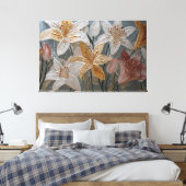 Or Art Mural Abstrait Texturé Lys Roses Or Blanc (Insitu(Chambre))