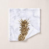 Or assez girly élégant et ananas de marbre blanc (Gant de toilette)