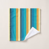 Or. Bandes bleues et turquoise (Gant de toilette)