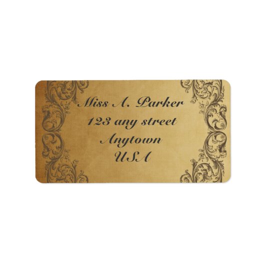 Or Baroque orné Élégant Étiquette de adresse (Devant)