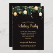 Or Baubles Arbre de Noël Ornements Invitations (Devant / Derrière)