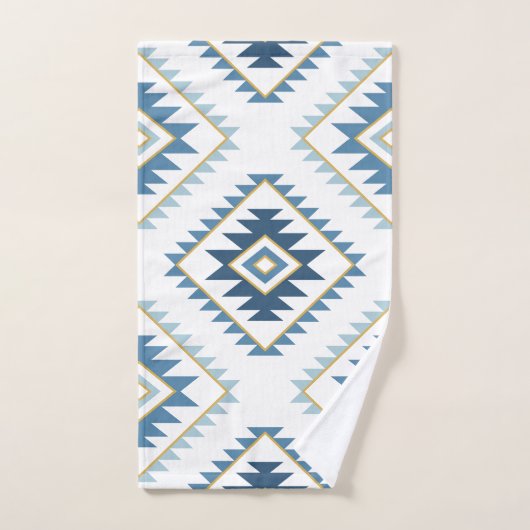 Or blanc de style de motif de grands bleus (Serviette à main)