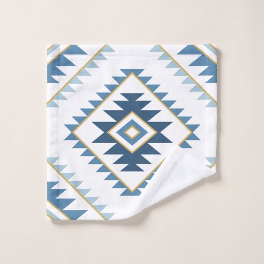 Or blanc de style de motif de grands bleus (Gant de toilette)