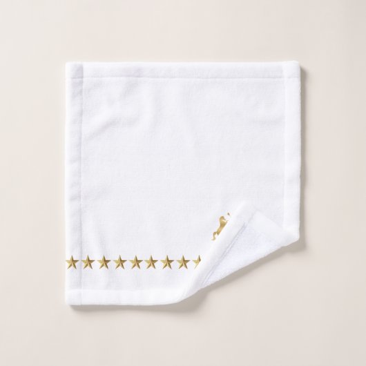 Or Blanc Royal Scrolls Couronne Chevaux Monogramme (Gant de toilette)