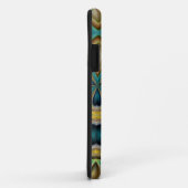 or bleu abstrait et coque iphone turquoise (Dos/Droite)