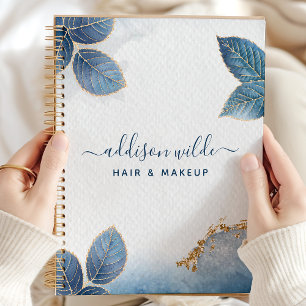 Or Bleu Aquarelle Feuilles Botaniques Entreprise