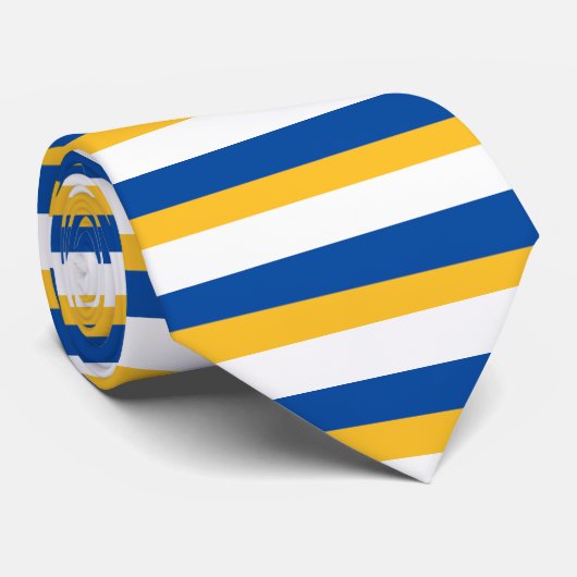 Or bleu et cravate Horizontal-Rayée blanche (Roulé)