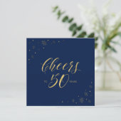 Or & Bleu | Moderne Carte Carrée d'Invitation pour (Debout devant)