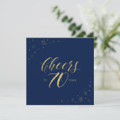 Or & Bleu | Moderne Carte d'Invitation Carrée pour (Debout devant)