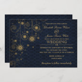 or bleu Snowflakes invitations de mariage hivernal (Devant / Derrière)
