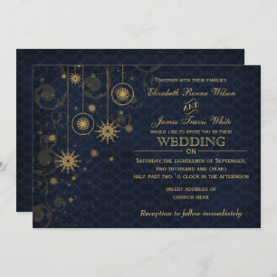 or bleu Snowflakes invitations de mariage hivernal