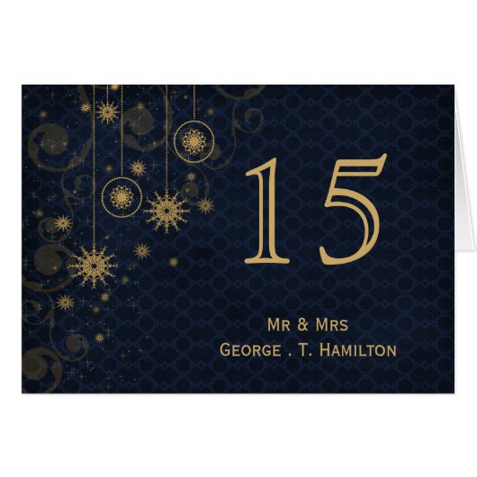 or bleu Snowflakes mariages numéros de table (Devant Horizontal)