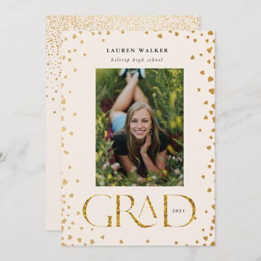 or brillant élégant script faire-part diplômé (Devant / Derrière)