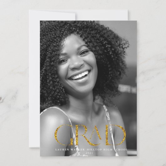 or brillant élégant script faire-part diplômé (Devant)