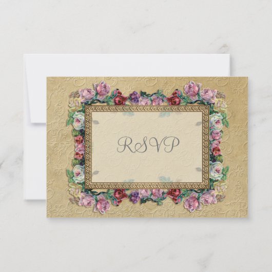 Or Brocade Damask Floral Formal Elegant RSVP (Dos)