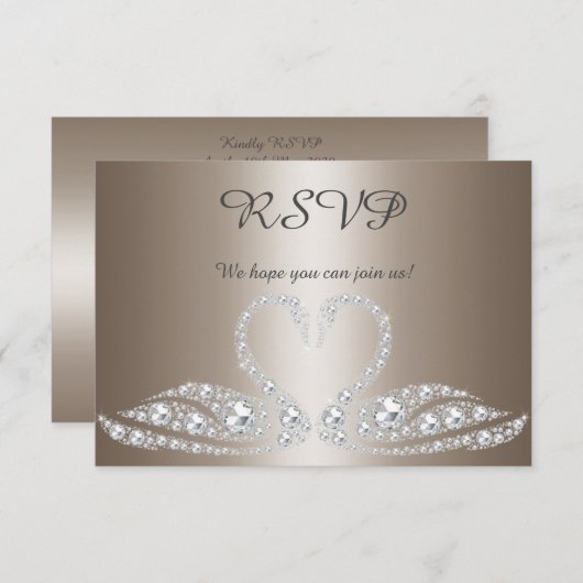 Or bronze diamant swan tout événement réponse rsvp (Devant / Derrière)