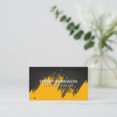 Or brossé | Carte de visite métallique foncé (Debout devant)