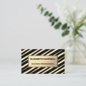 Or brossé rayé | Carte de visite métal or (Debout devant)