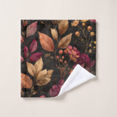 Or Burgundy Noir Aquarelle Botanique Florales (Gant de toilette)