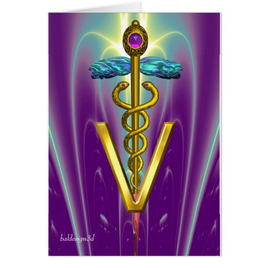 OR CADUCEUS SYMBOLE VÉTÉRINAIRE Bleu pourpre (Devant)