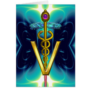 OR CADUCEUS SYMBOLE VÉTÉRINAIRE Turquoise Bleu
