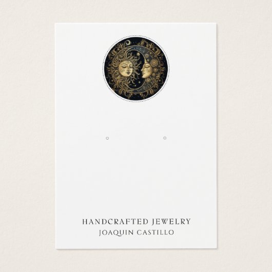 Or céleste Black Soleil Lune à oreille Bijoux (Devant)