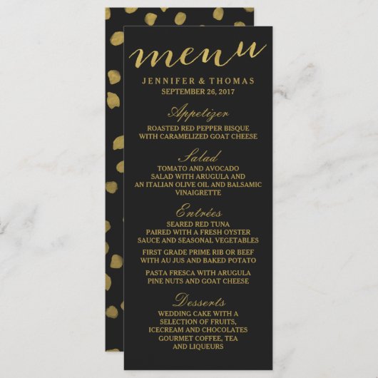 Or chic et menu noir de mariage (Devant / Derrière)