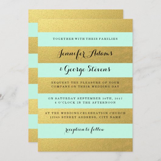 OR CHIC| FAIRE-PART DE MARIAGE MINIER (Devant / Derrière)